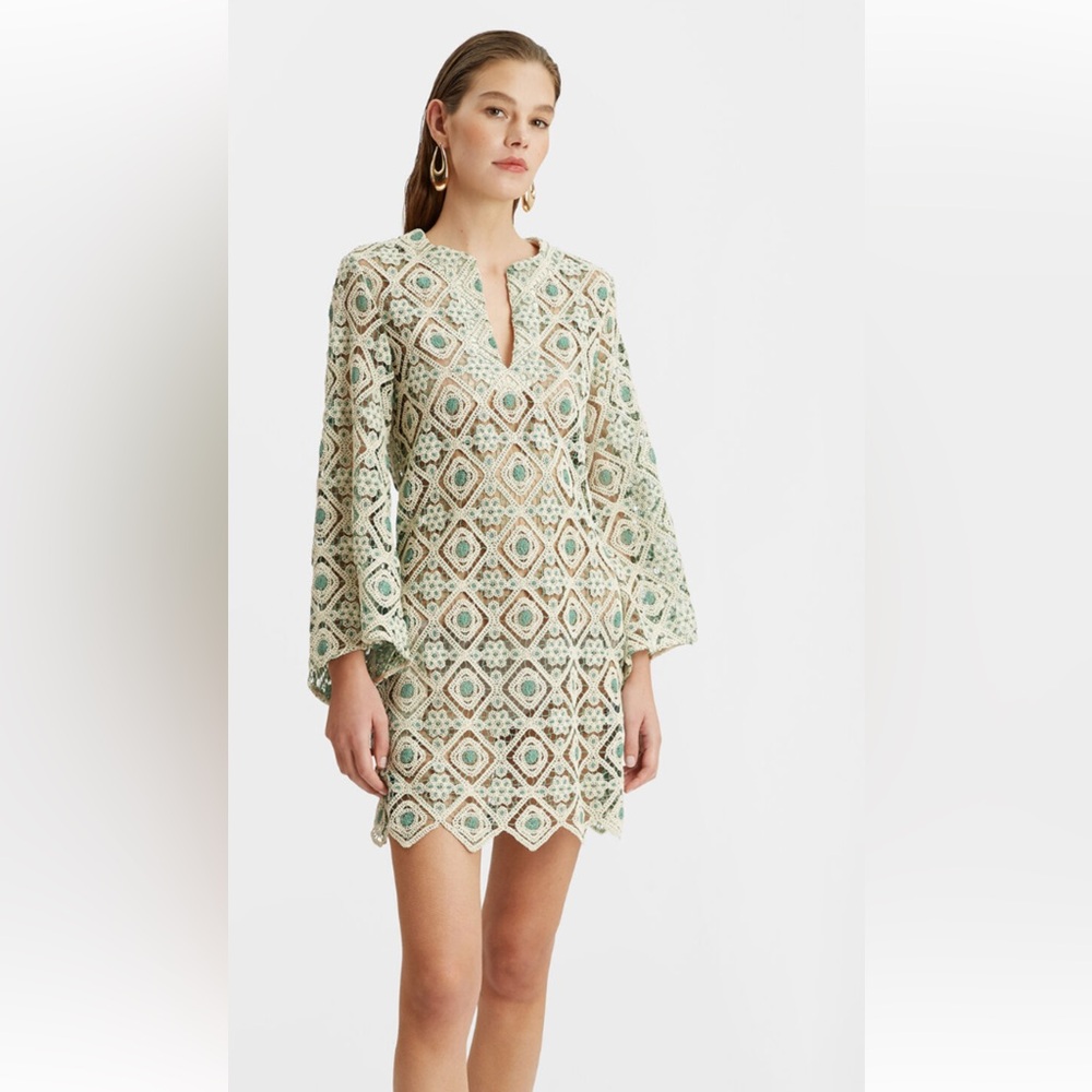 LA DOUBLEJ Macramé Kaftan Mini Dress
